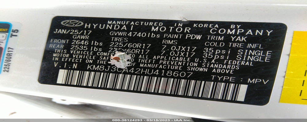 KM8J3CA42HU418607 2017 HYUNDAI TUCSON photo no. 9