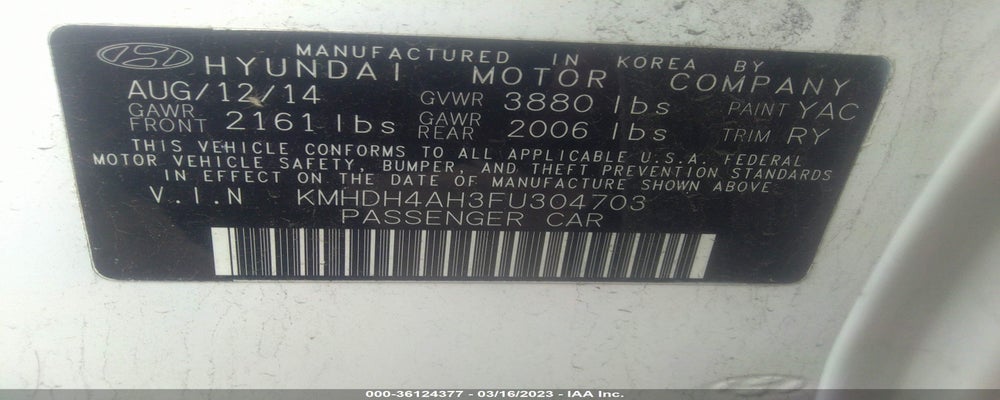 KMHDH4AH3FU304703 2015 HYUNDAI ELANTRA photo no. 9