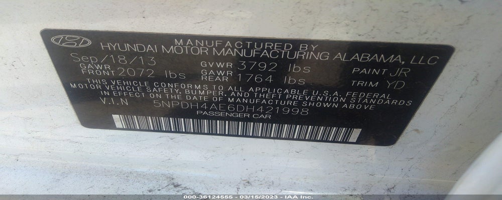 5NPDH4AE6DH421998 2013 HYUNDAI ELANTRA photo no. 9