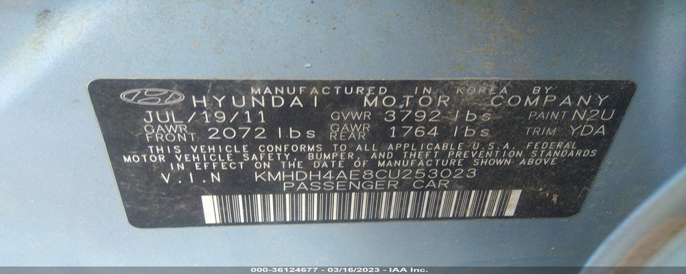 KMHDH4AE8CU253023 2012 HYUNDAI ELANTRA photo no. 9