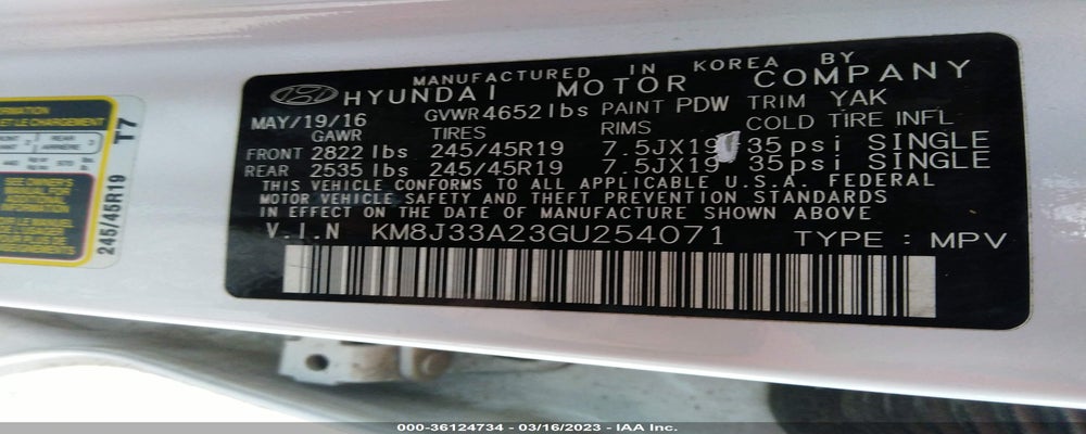 KM8J33A23GU254071 2016 HYUNDAI TUCSON photo no. 9