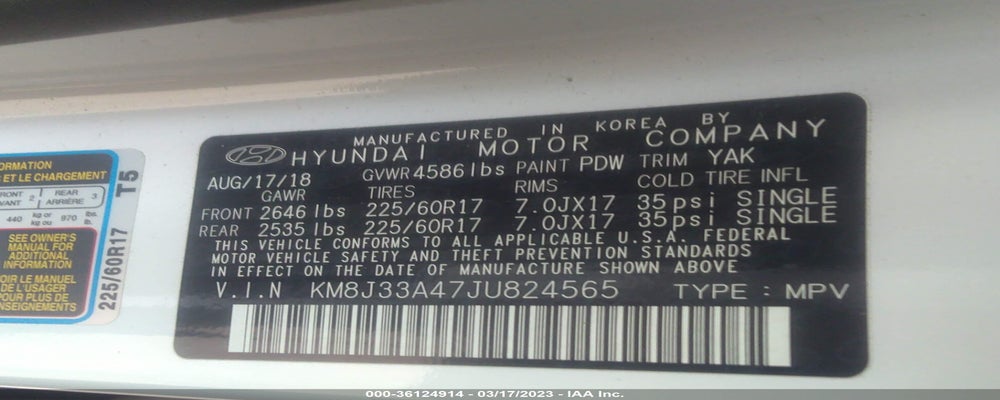 KM8J33A47JU824565 2018 HYUNDAI TUCSON photo no. 9
