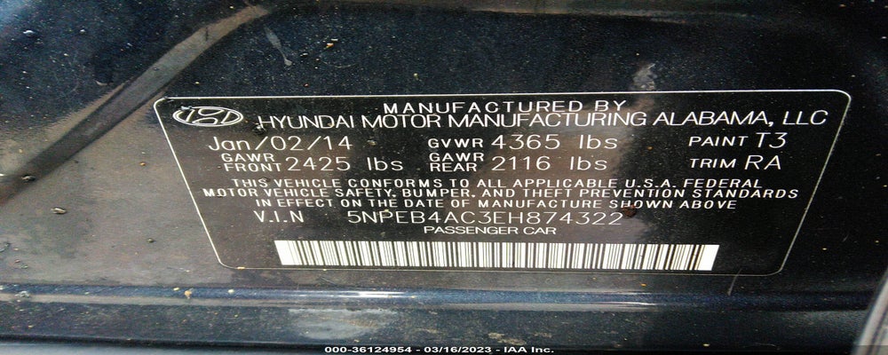5NPEB4AC3EH874322 2014 HYUNDAI SONATA photo no. 9