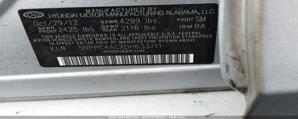 5NPEC4ACXDH633711 2013 HYUNDAI SONATA photo no. 9