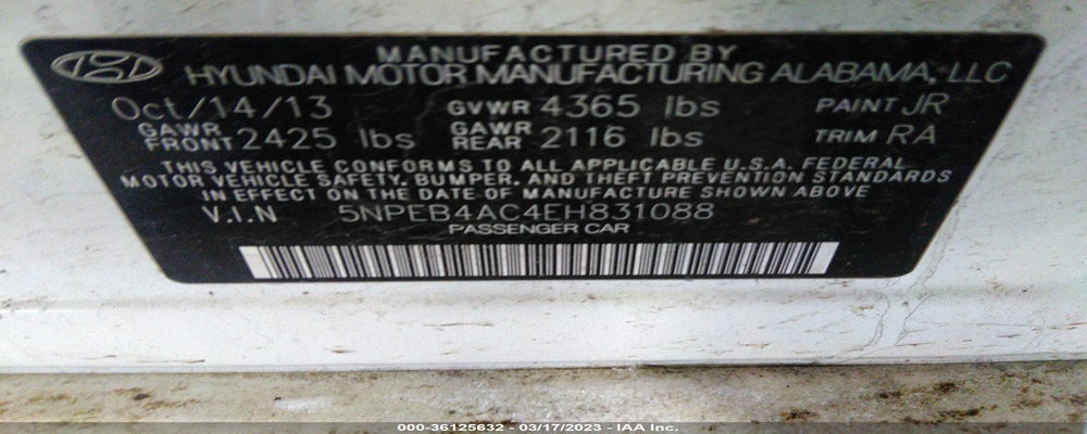 5NPEB4AC4EH831088 2014 HYUNDAI SONATA photo no. 9