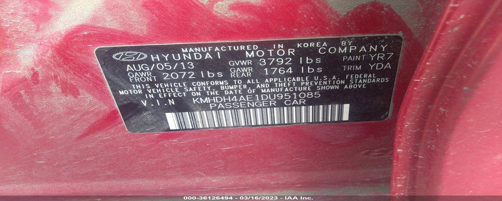 KMHDH4AE1DU951085 2013 HYUNDAI ELANTRA photo no. 9