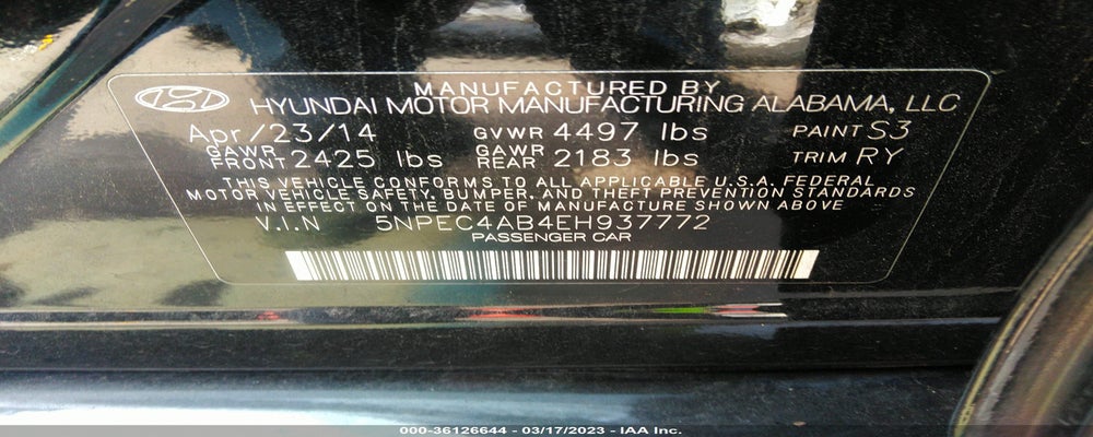 5NPEC4AB4EH937772 2014 HYUNDAI SONATA photo no. 9