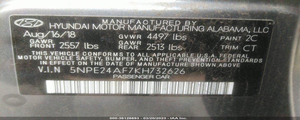 5NPE24AF7KH732626 2019 HYUNDAI SONATA photo no. 9