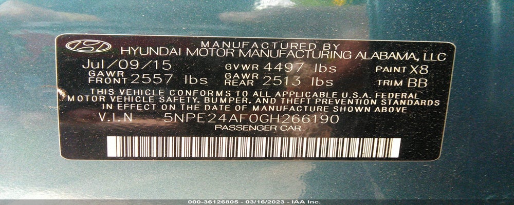 5NPE24AF0GH266190 2016 HYUNDAI SONATA photo no. 9