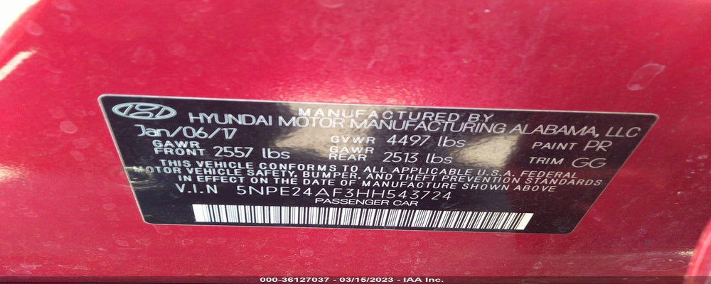 5NPE24AF3HH543724 2017 HYUNDAI SONATA photo no. 9