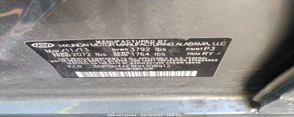 5NPDH4AE8DH308912 2013 HYUNDAI ELANTRA photo no. 9