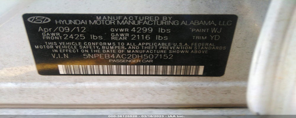 5NPEB4AC2DH507152 2013 HYUNDAI SONATA photo no. 9