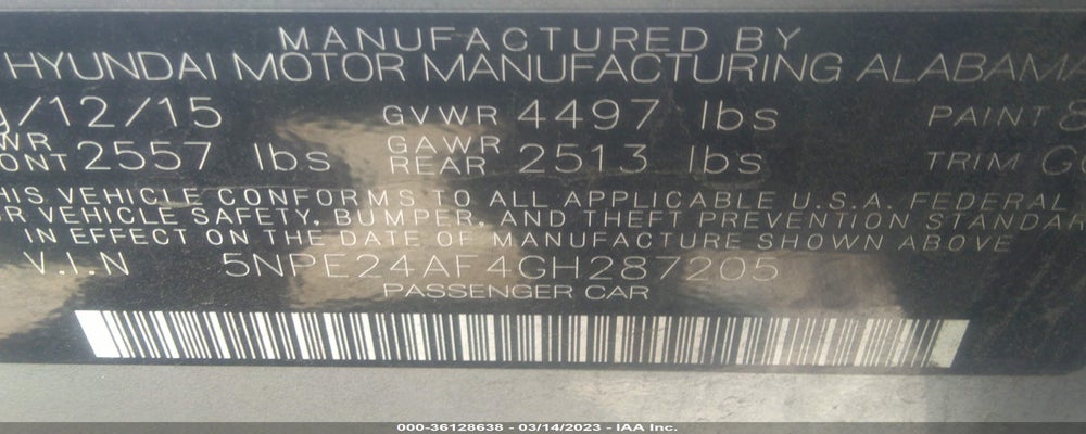 5NPE24AF4GH287205 2016 HYUNDAI SONATA photo no. 9