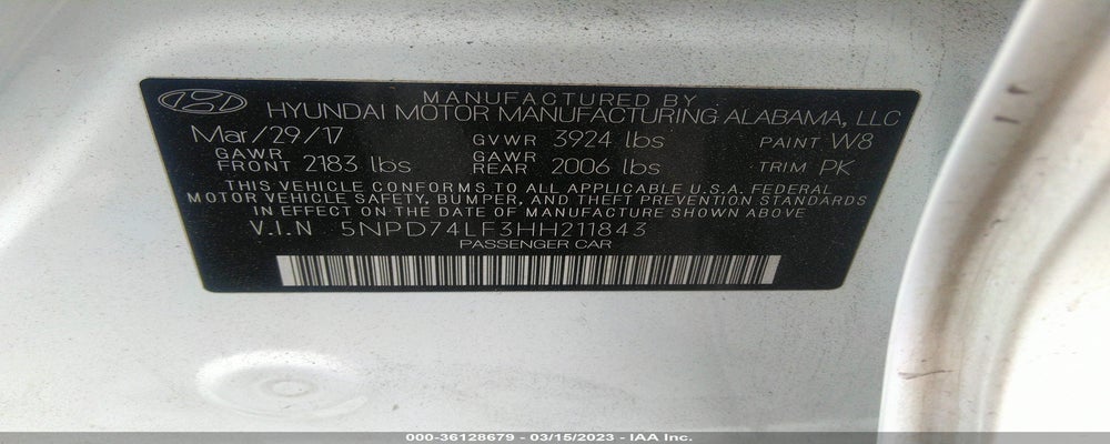 5NPD74LF3HH211843 2017 HYUNDAI ELANTRA photo no. 9