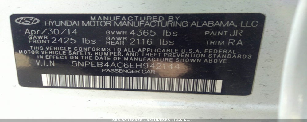 5NPEB4AC6EH942144 2014 HYUNDAI SONATA photo no. 9