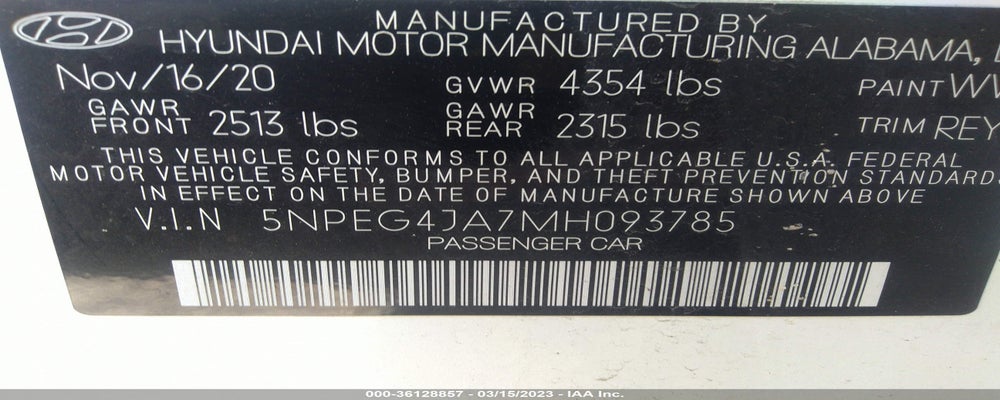 5NPEG4JA7MH093785 2021 HYUNDAI SONATA photo no. 9