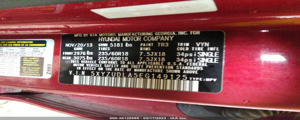 5XYZUDLA5EG149125 2014 HYUNDAI SANTA FE SPORT photo no. 9