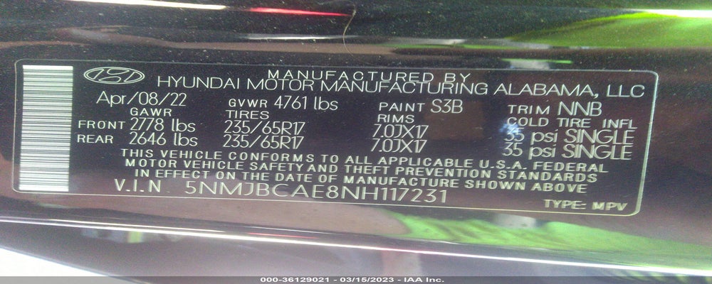5NMJBCAE8NH117231 2022 HYUNDAI TUCSON photo no. 9