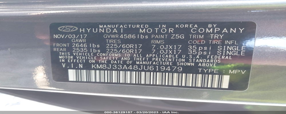 KM8J33A48JU619479 2018 HYUNDAI TUCSON photo no. 9