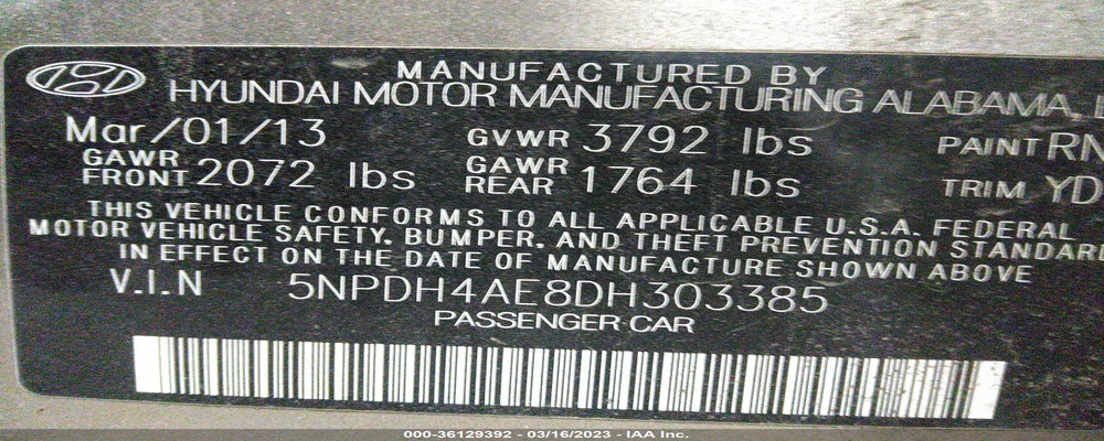 5NPDH4AE8DH303385 2013 HYUNDAI ELANTRA photo no. 9