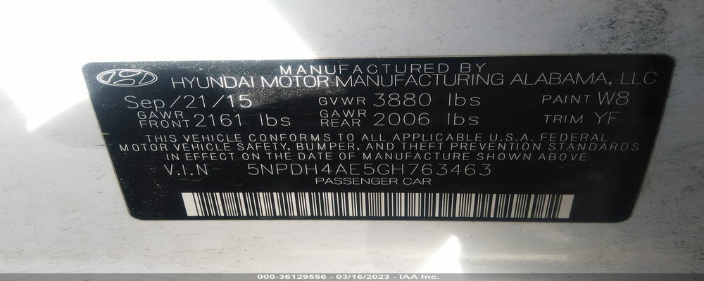 5NPDH4AE5GH763463 2016 HYUNDAI ELANTRA photo no. 9