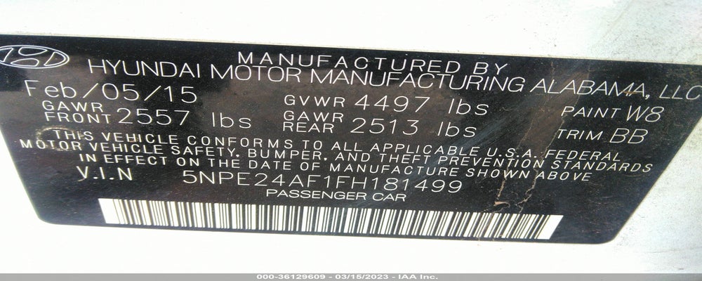 5NPE24AF1FH181499 2015 HYUNDAI SONATA photo no. 9