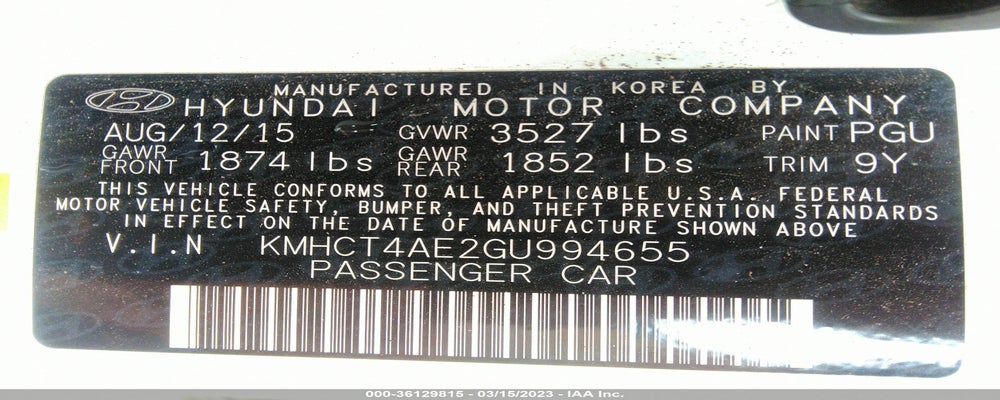 KMHCT4AE2GU994655 2016 HYUNDAI ACCENT photo no. 9