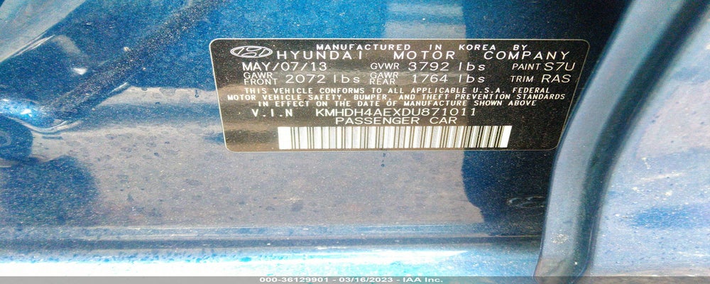 KMHDH4AEXDU871011 2013 HYUNDAI ELANTRA photo no. 9