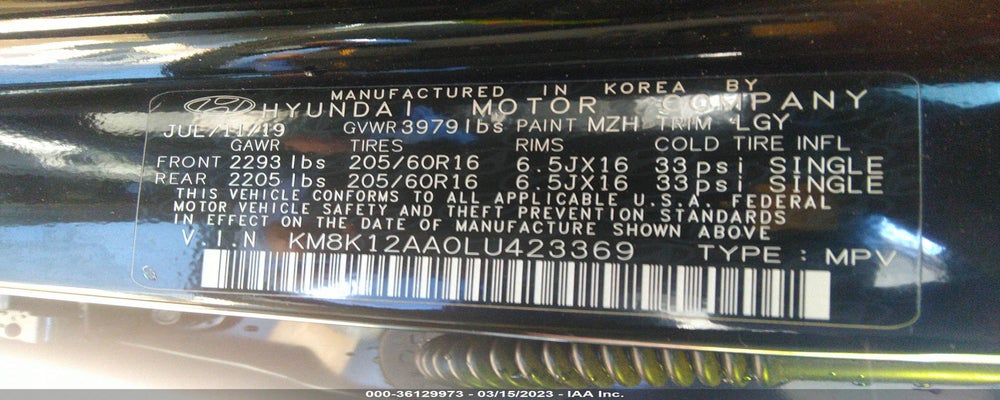 KM8K12AA0LU423369 2020 HYUNDAI KONA photo no. 9