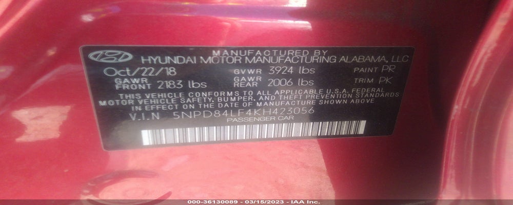 5NPD84LF4KH423056 2019 HYUNDAI ELANTRA photo no. 9