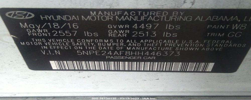 5NPE24AF8HH446373 2017 HYUNDAI SONATA photo no. 9