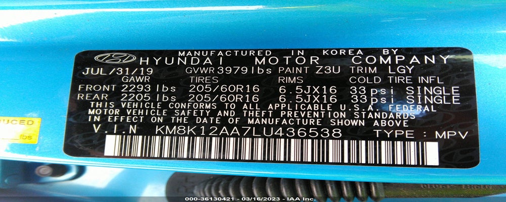 KM8K12AA7LU436538 2020 HYUNDAI KONA photo no. 9