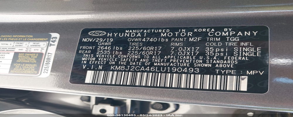 KM8J2CA46LU190493 2020 HYUNDAI TUCSON photo no. 9
