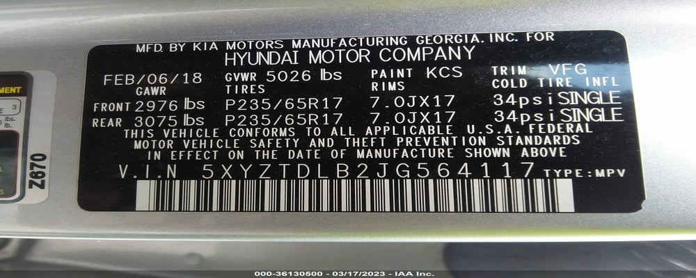 5XYZTDLB2JG564117 2018 HYUNDAI SANTA FE SPORT photo no. 9