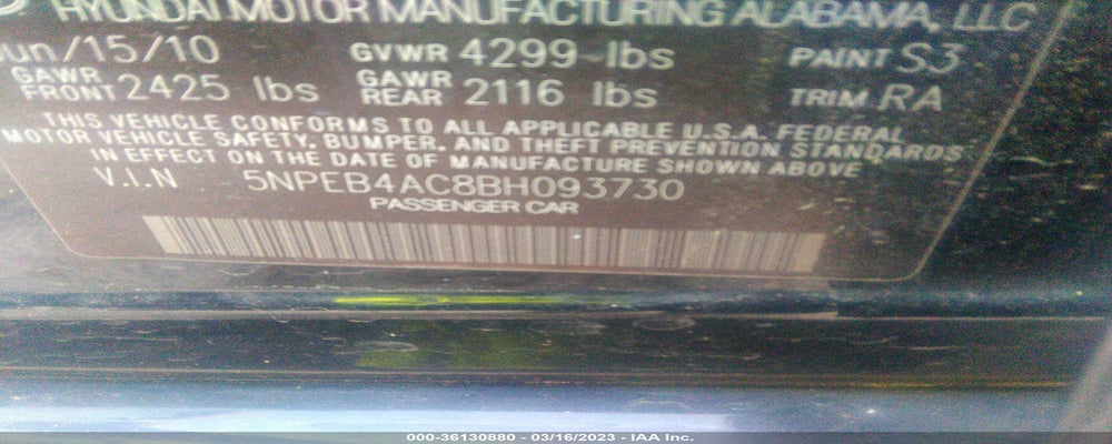 5NPEB4AC8BH093730 2011 HYUNDAI SONATA photo no. 9
