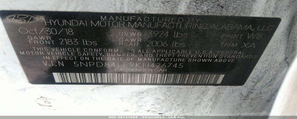 5NPD84LF9KH426745 2019 HYUNDAI ELANTRA photo no. 9