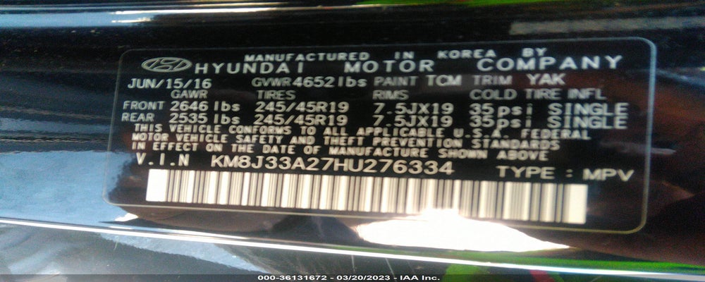 KM8J33A27HU276334 2017 HYUNDAI TUCSON photo no. 9