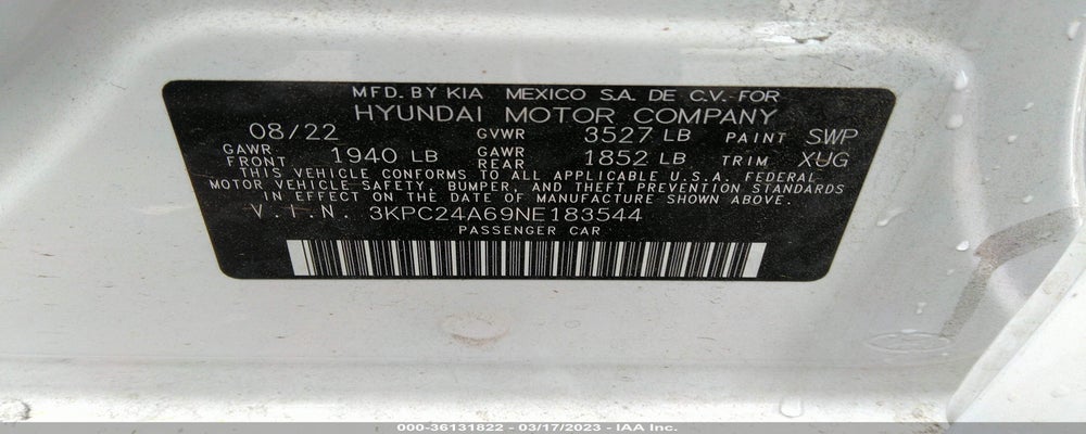3KPC24A69NE183544 2022 HYUNDAI ACCENT photo no. 9