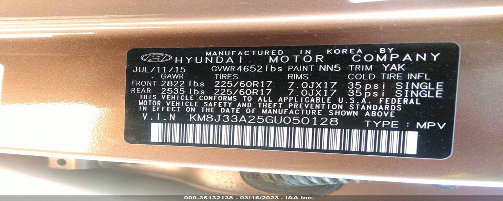 KM8J33A25GU050128 2016 HYUNDAI TUCSON photo no. 9