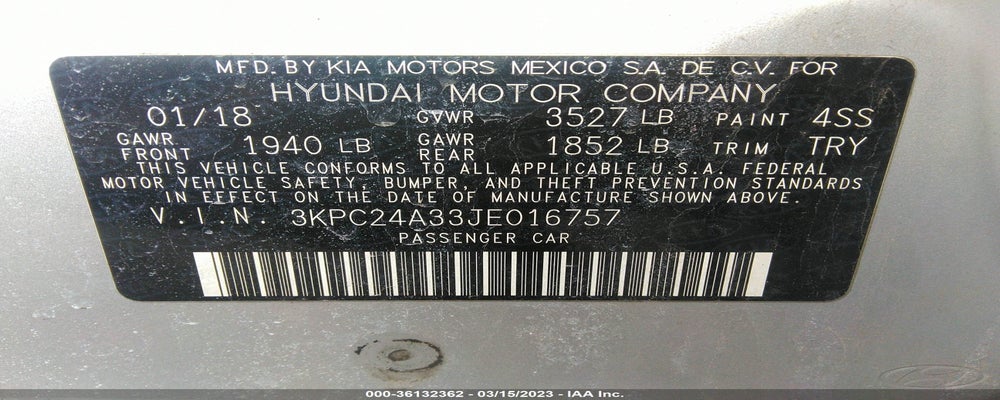 3KPC24A33JE016757 2018 HYUNDAI ACCENT photo no. 9