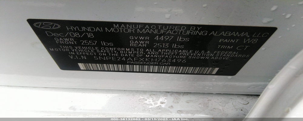 5NPE24AFXKH763496 2019 HYUNDAI SONATA photo no. 9