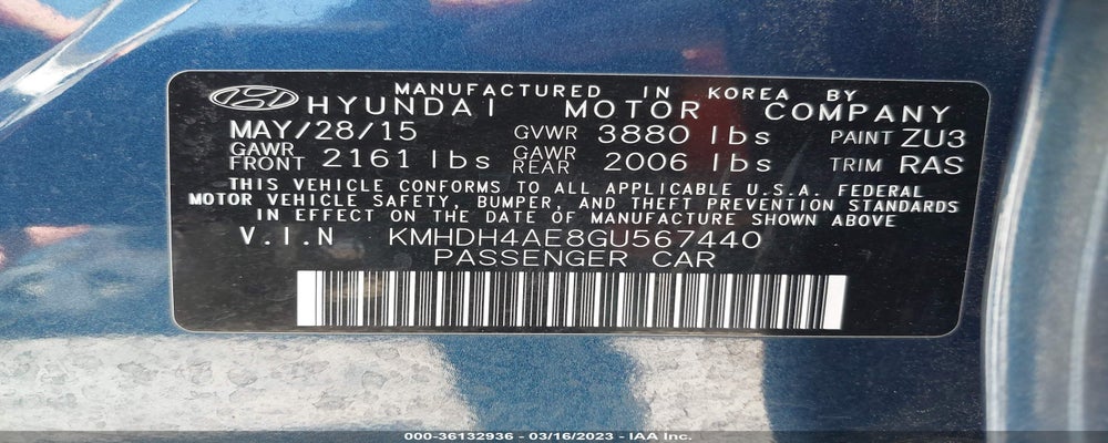 KMHDH4AE8GU567440 2016 HYUNDAI ELANTRA photo no. 9