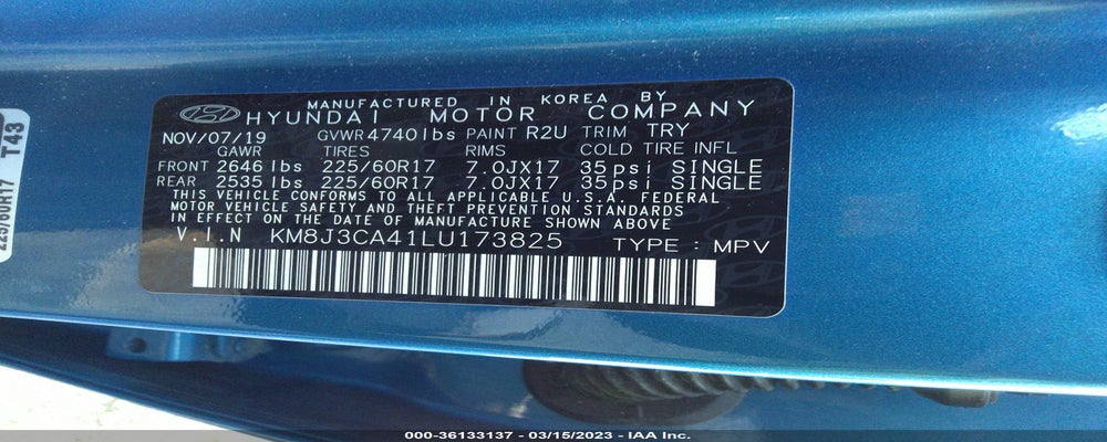 KM8J3CA41LU173825 2020 HYUNDAI TUCSON photo no. 9
