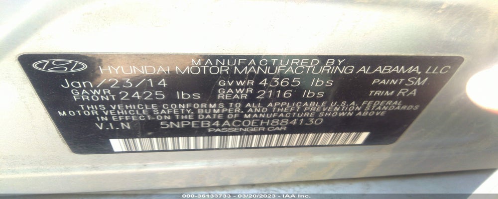 5NPEB4AC0EH884130 2014 HYUNDAI SONATA photo no. 9