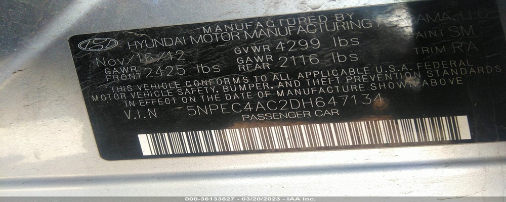 5NPEC4AC2DH647134 2013 HYUNDAI SONATA photo no. 9