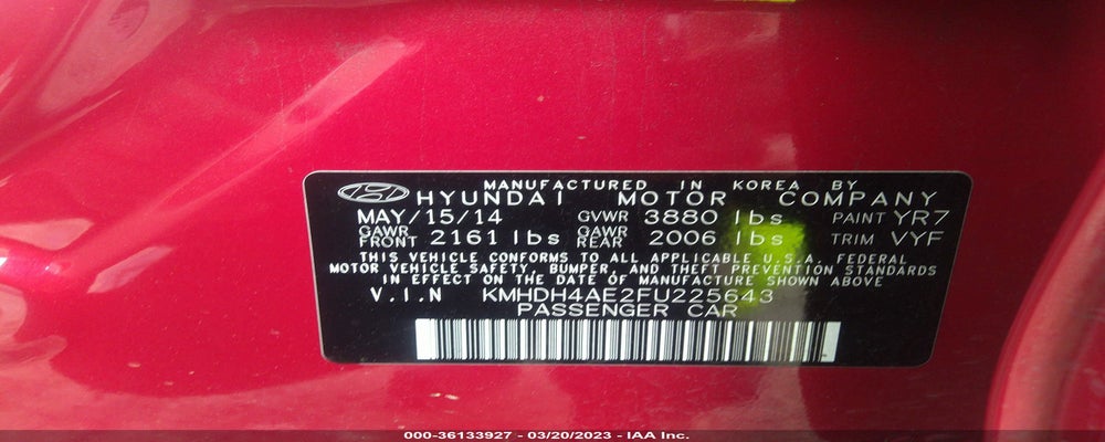 KMHDH4AE2FU225643 2015 HYUNDAI ELANTRA photo no. 9