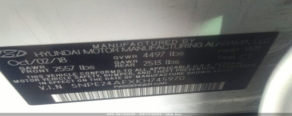 5NPE24AFXKH745970 2019 HYUNDAI SONATA photo no. 9
