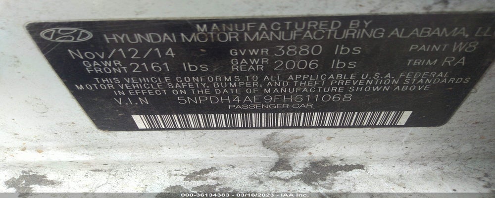 5NPDH4AE9FH611068 2015 HYUNDAI ELANTRA photo no. 9