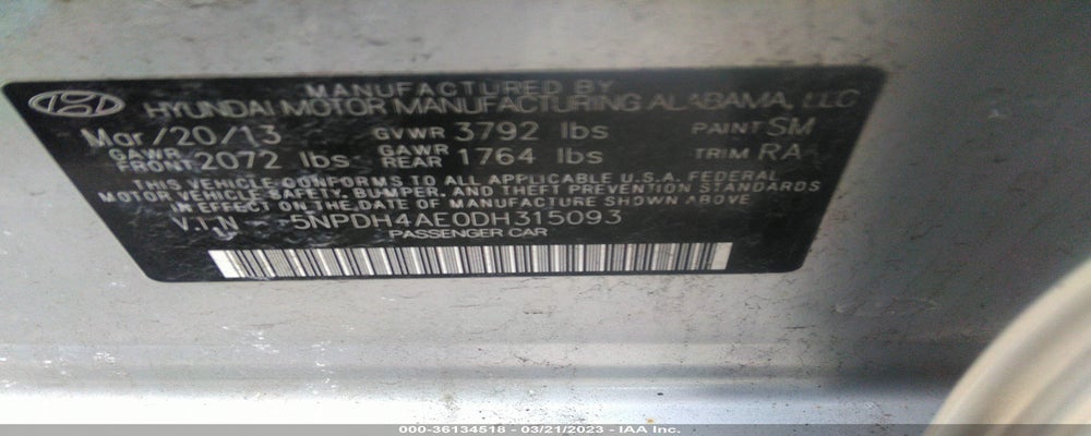 5NPDH4AE0DH315093 2013 HYUNDAI ELANTRA photo no. 9