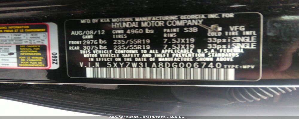 5XYZW3LA8DG006740 2013 HYUNDAI SANTA FE photo no. 9